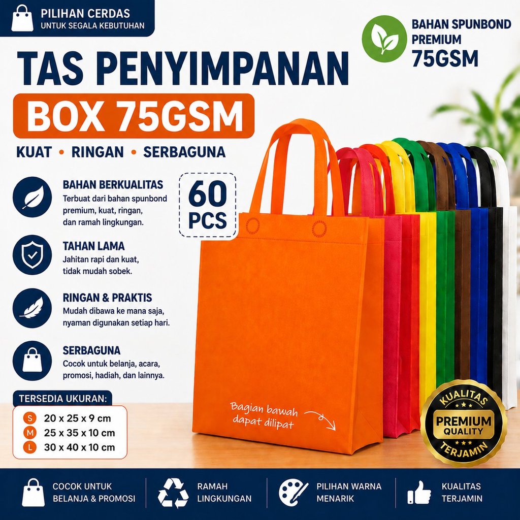 Tas Spunbond Handle Box 20x25x9 25x35x10 30x40x10/ Goodibag Handle Box/ Tas belanja