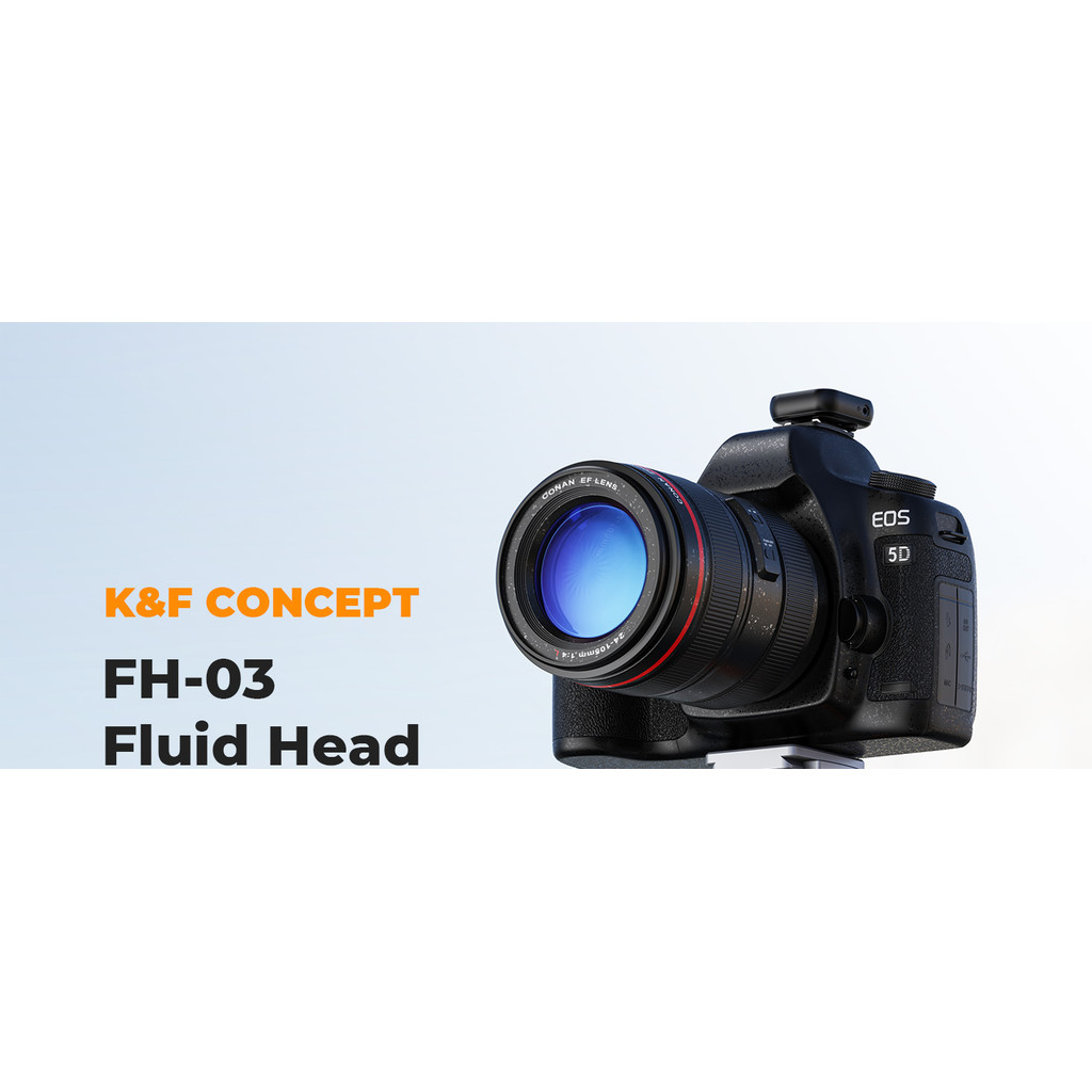 K&F CONCEPT Kepala Tripod Fluida Video Beban 11lb/5kg, Kepala Fluida Kamera yang Halus dan Stabil un