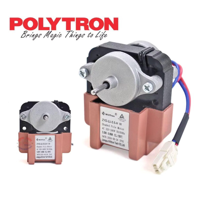 Fan Motor kipas Kulkas Showcase Polytron As panjang - As Pendek
