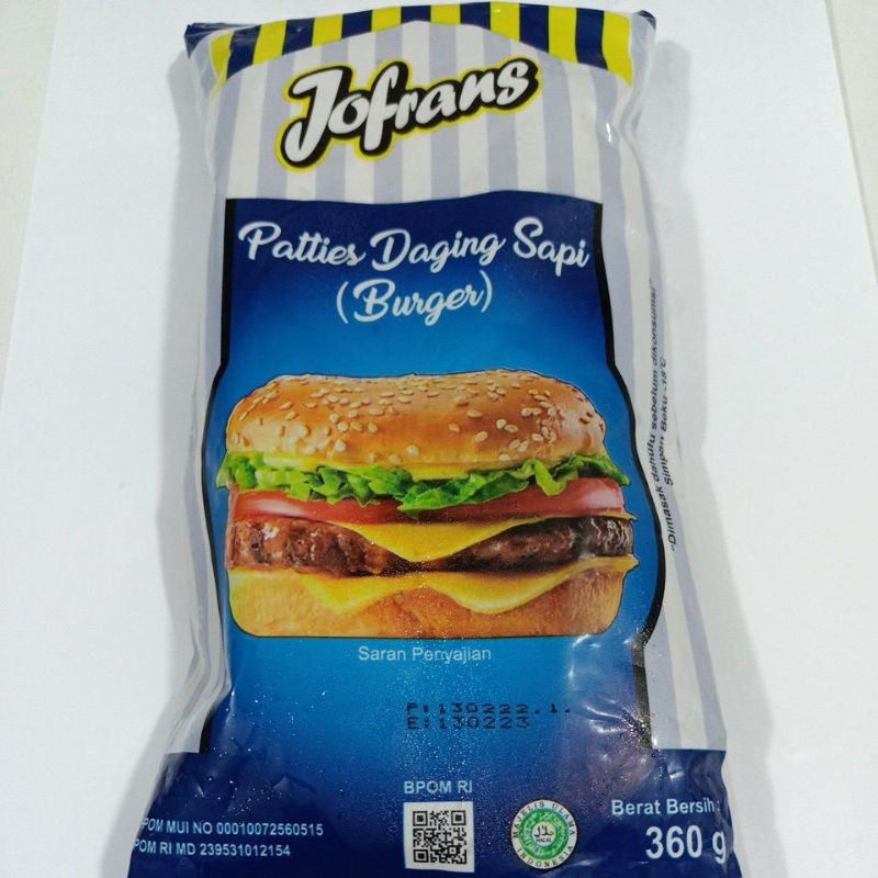 Jofrans beef patties burger 360 gr