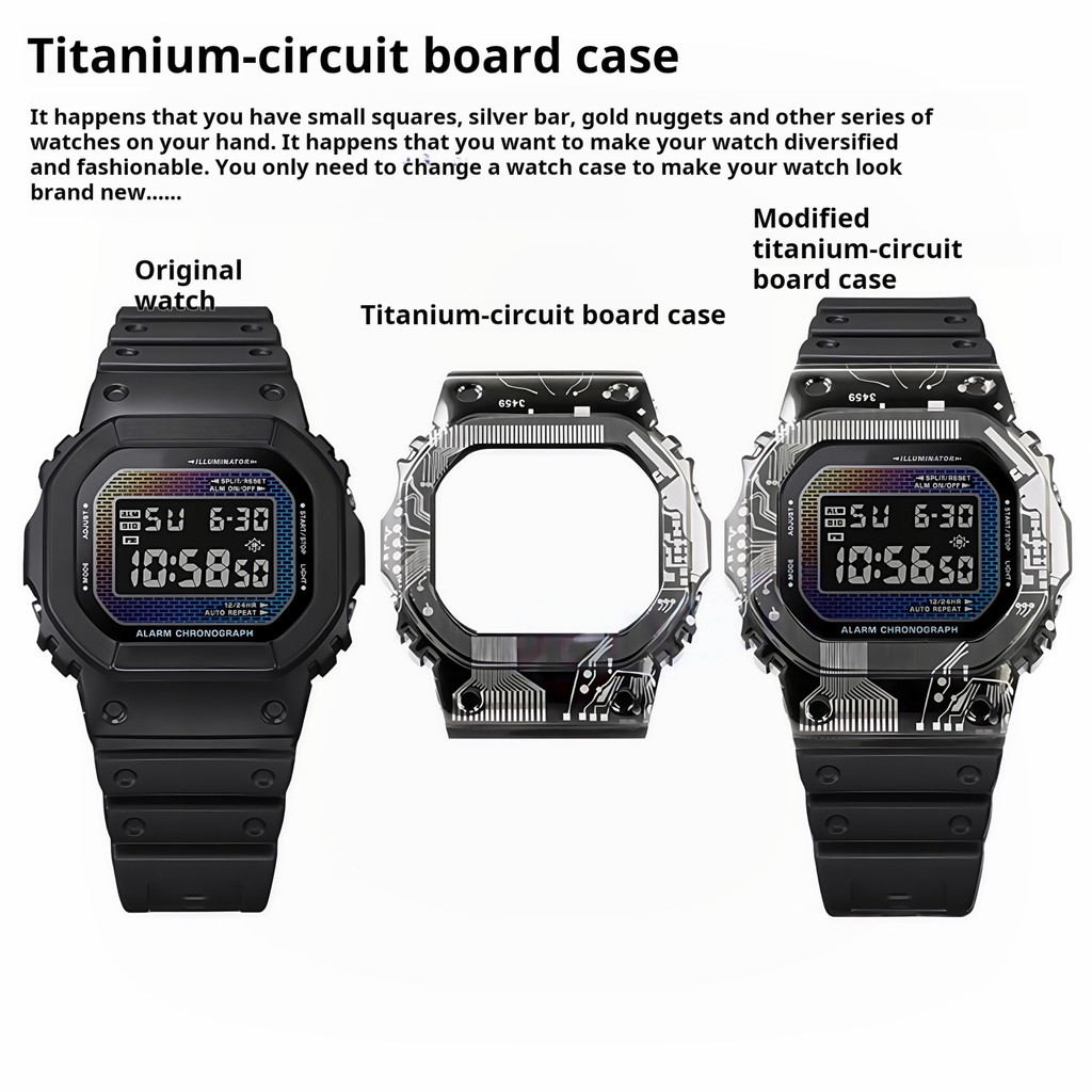 For Casio DW5600 GMW 5610 GMW-B5000 5600 mofied Titanium Case watband men Stainless steel Metal Beze