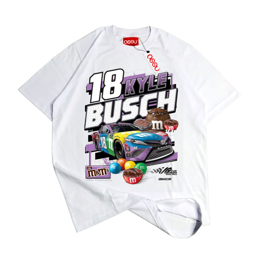 OSSU TSHIRT NASCAR 18 KYLE BUSCH WHITE TEE NASCAR