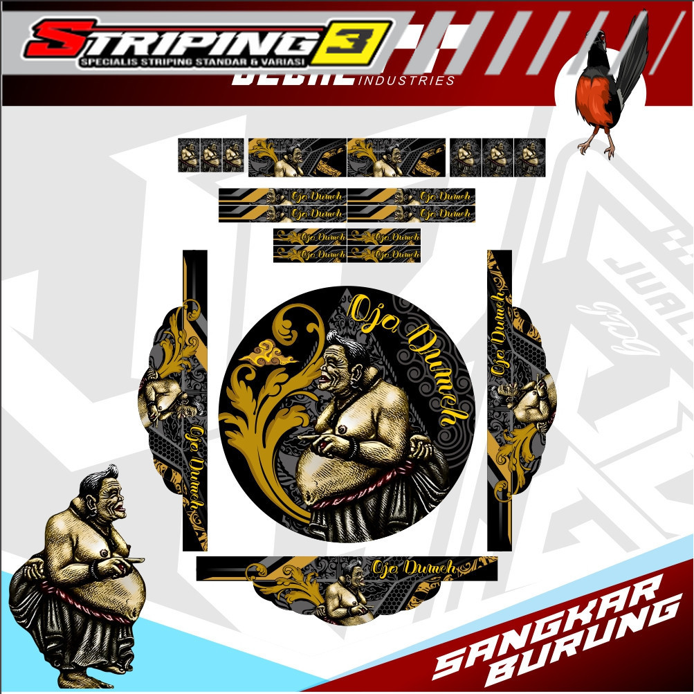 Stiker Sangkar Murai Variasi Wayang Semar Ojo Dumeh Decal Tebok Kandang Burung Bulat