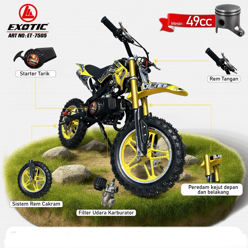 Motor Trail Anak Exotic ET 7505 Motor Trill moto Cross bensin