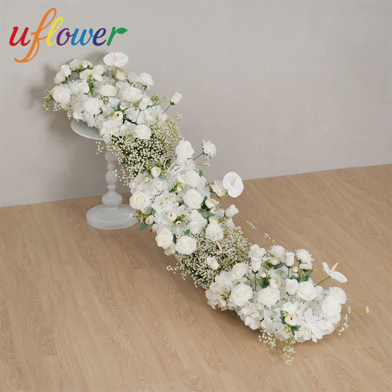Uflower 50100cm Luxury Wedng Flower Row Artificial Backdrop Birthday Party Centerpiece Flower Event 