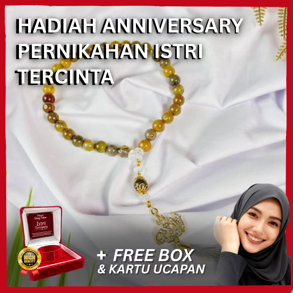 Wearmoura Tasbih Giok Premium – Kado Anniversary Pernikahan + Box Eksklusif & Kartu Ucapan