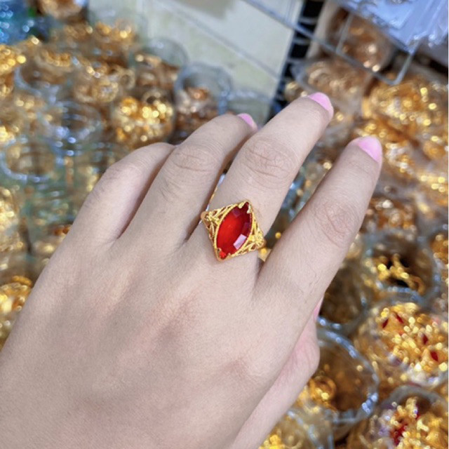 Cincin Wanita Baru Merah Terbaru Simpel mewah Dan Elegant Cincin Batu Giok Merah