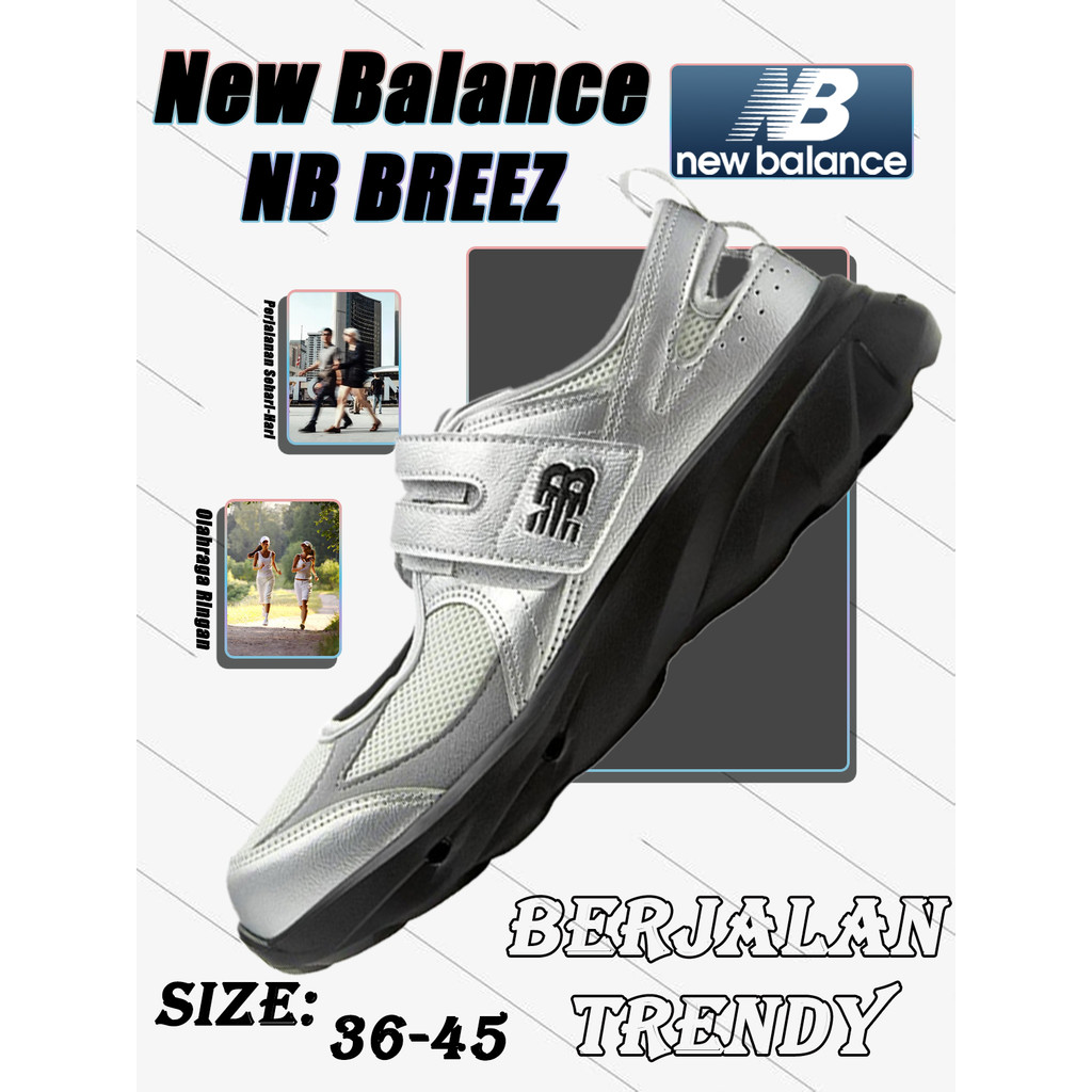 Sepatu Mary Jane NEW BALANCE yang bergaya dan nyaman NB Breeze sandal pantai Velcro wanita yang nyam