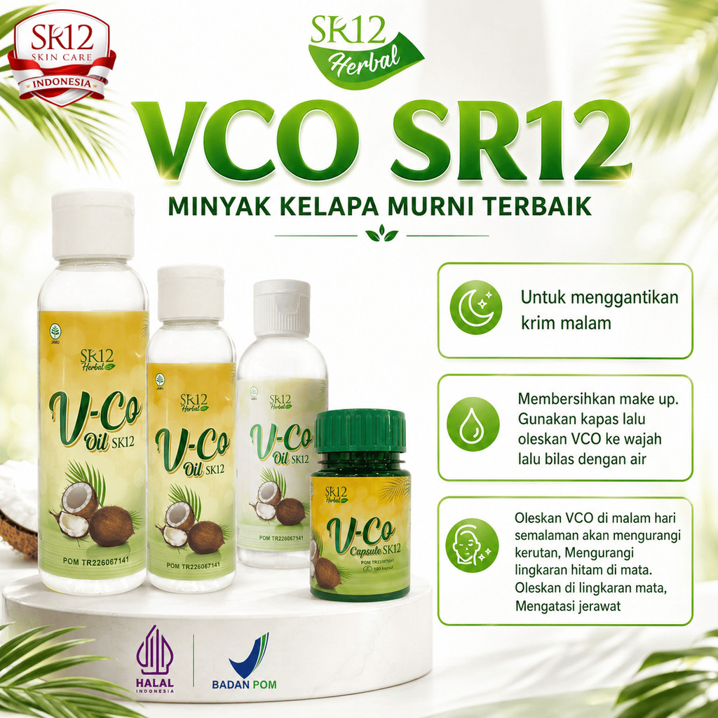 SRID - VCO SR12 Original BPOM Virgin Coconut Oil Masker Wajah Alami Untuk Kulit Kering & Sensitif