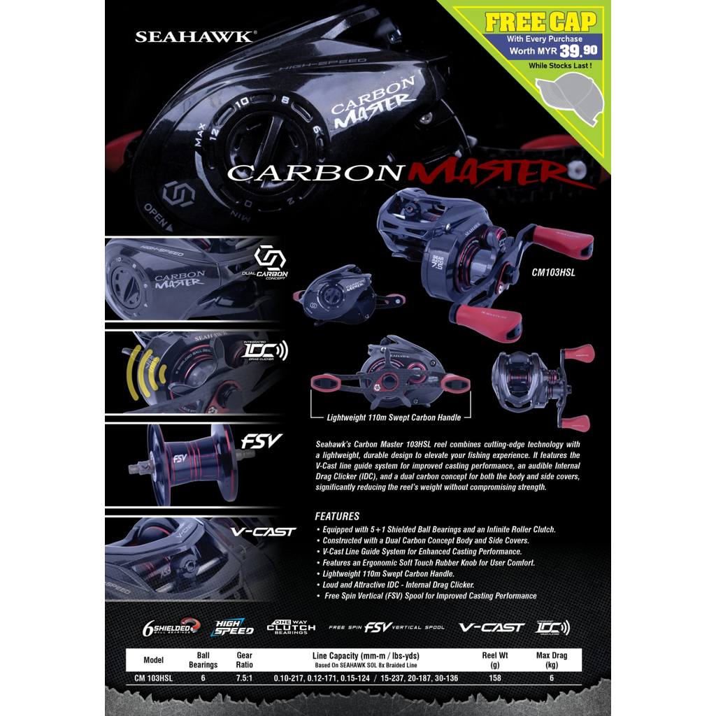 REEL BAITCASTING SEAHAWK CARBON MASTER