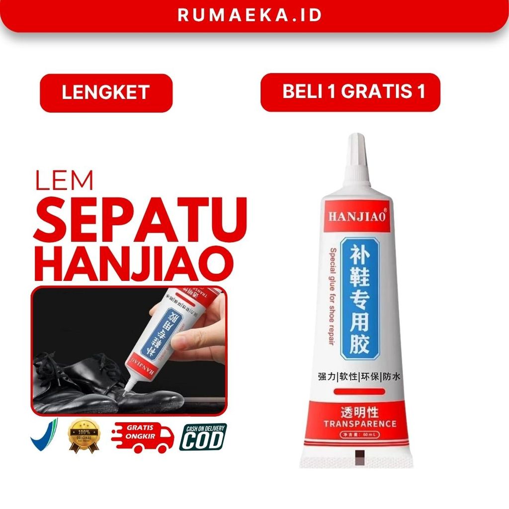 BELI 1 GRATIS 1 - Lem Sepatu Hanjiao 60ml Original | Lem Super Kuat & Tahan Air untuk Sol & Sepatu