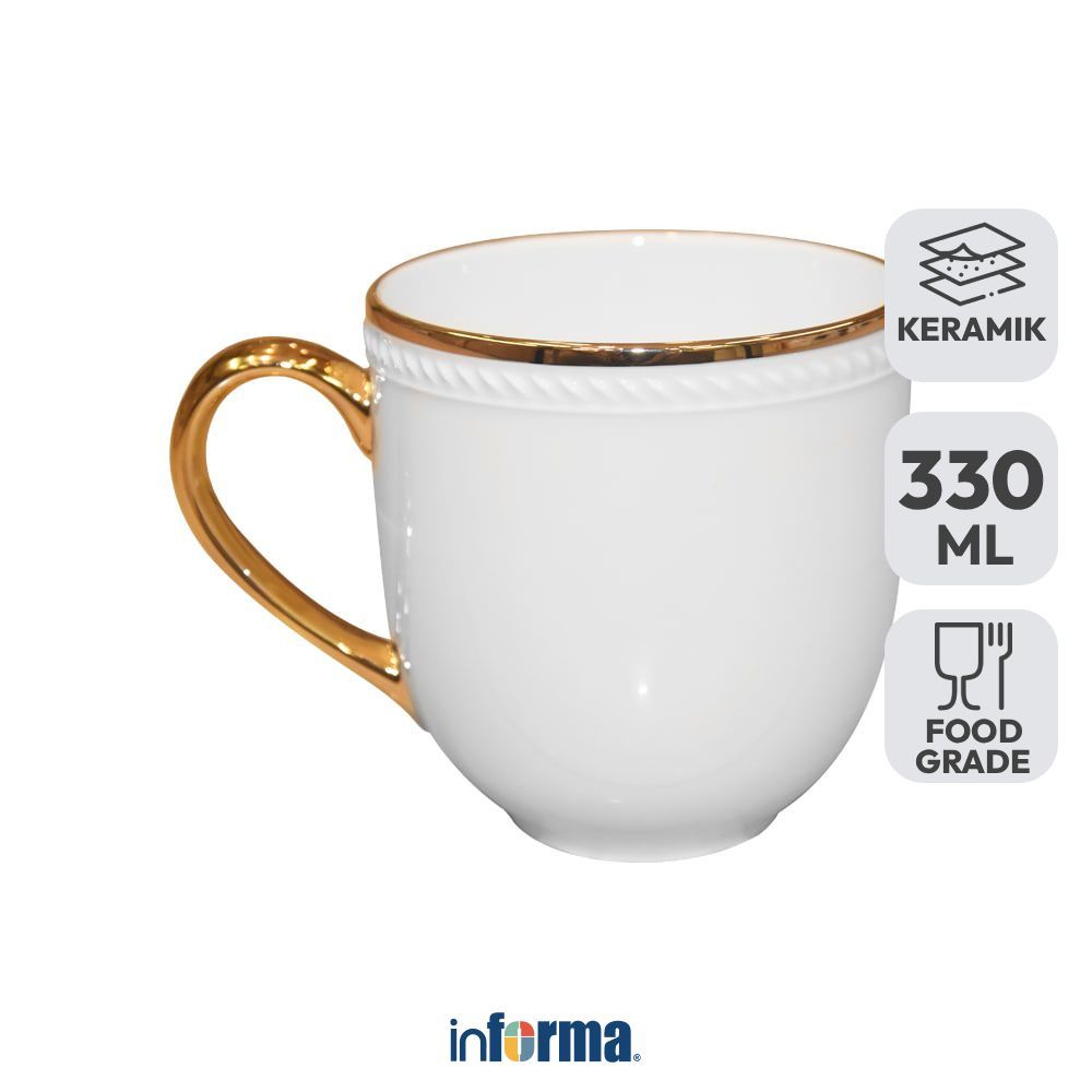 Informa Appetite Mug Keramik 330 ml - Putih/Gold