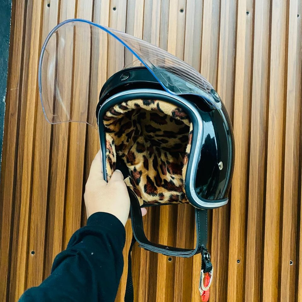 Helm Slimhead Busa Custom Leopard List Chrome Include Pet atau Kaca Venom