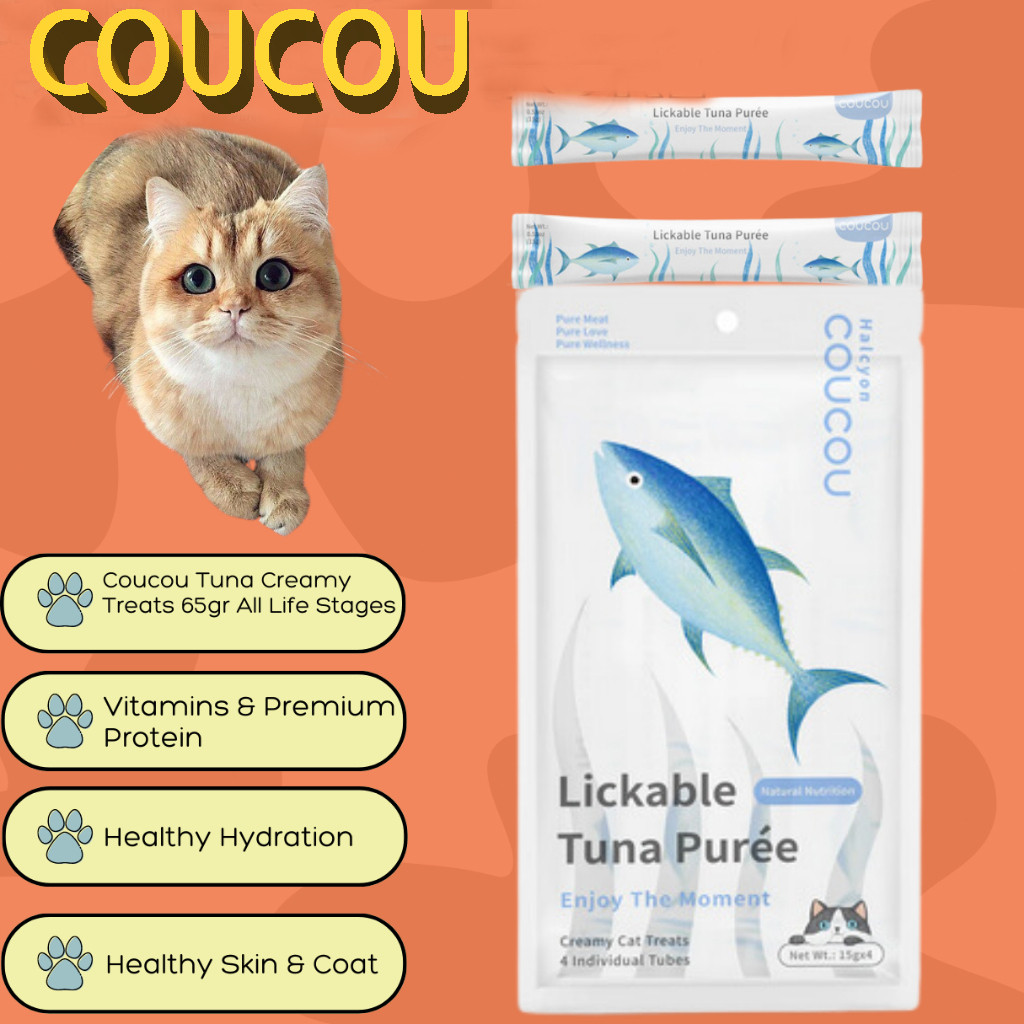 Murah COUCOU Tuna Premium Creamy Snack Kucing 60gr snack kucing makanan anak kucing 1 bulan makanan 