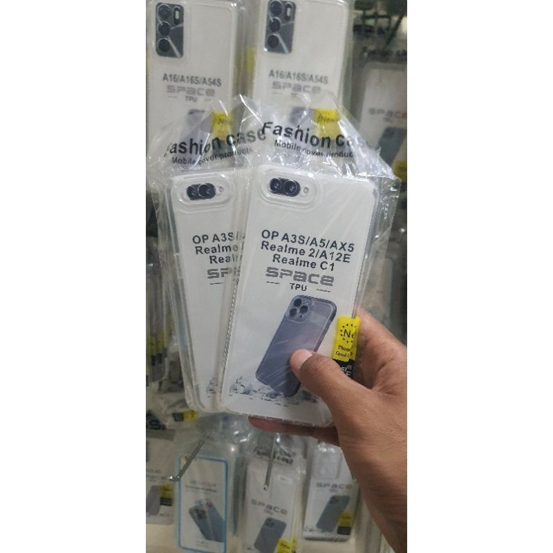 Star Soft Case Oppo A3s /Realme 2 / Realme C1 Silikon Bening Putih dan Bening Hitam  Transparan