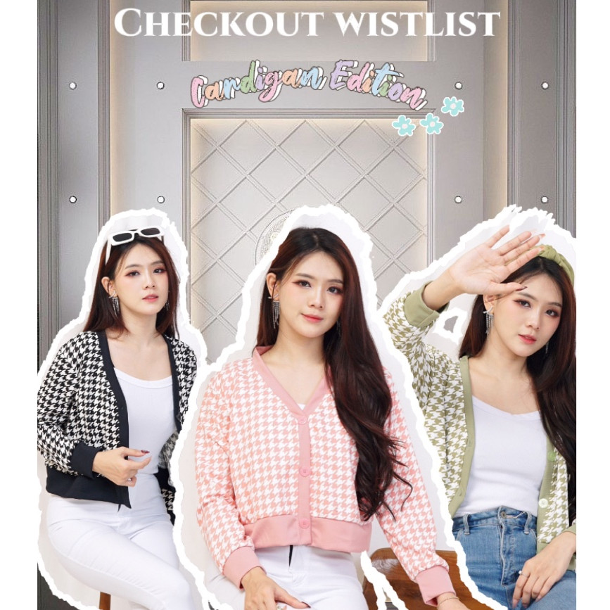 Cardigan BUTTON Combinasi Crop JUMBO/Cardigan Button/Cardigan Catur Wanita/Cardigan Tangan Panjang