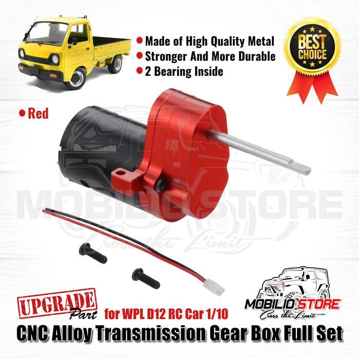 Upgrade Part CNC Alloy Transmission Gear Box Full Set WPL D12 RC Car - Red