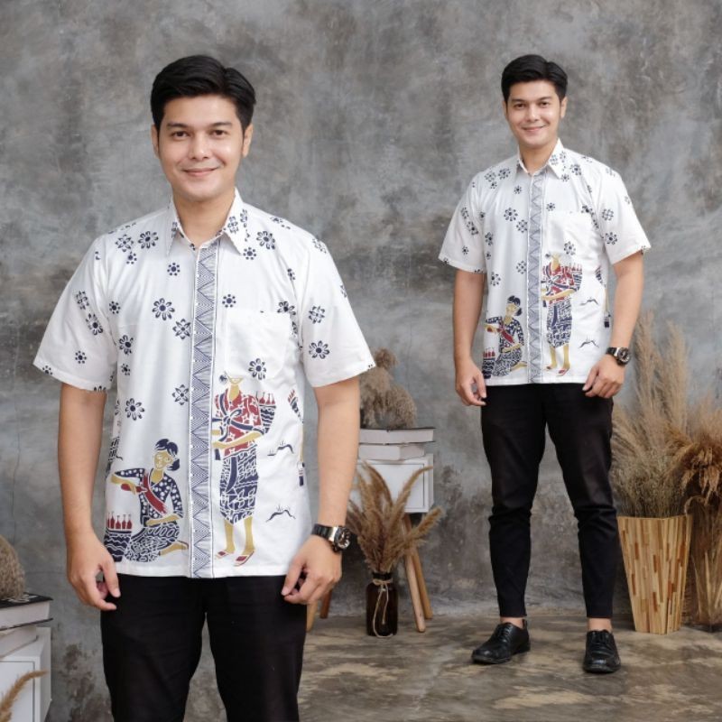 INSTANT COD MEDAN TERMURAH  Batik PRIA Kancing Depan Motif Mbok Jamu PRIA Ready Size Standar dan Jum