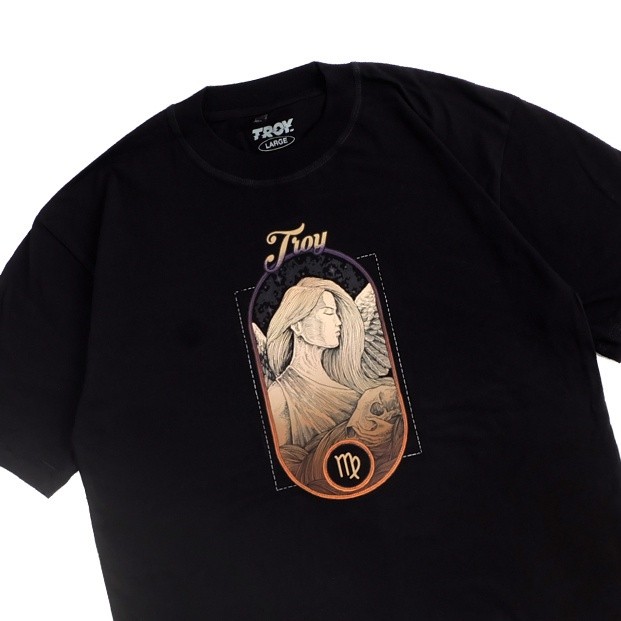 Troy Company T-Shirt Kaos Hitam Zodiac Series Zodiak Virgo MT 2071