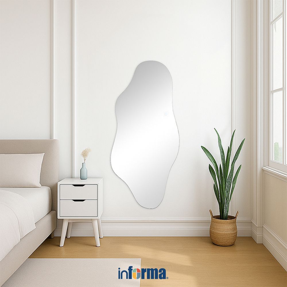Informa 65x140 cm Cermin Dinding Dekorasi Aesthetic - Putih Cermin Hias Cermin Gantung Wall Mirror D