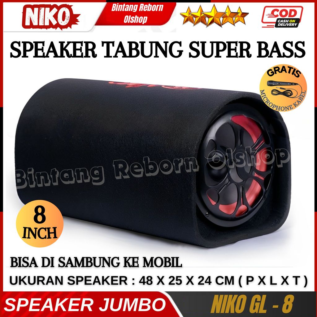Speaker Bluetooth Full Bass Niko GL-8 ( GRATIS MIC KABEL ) / Speaker Bluetooth Jumbo / Salon Bluetoo