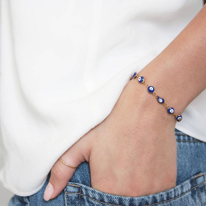 Aksesori Gelang Paduan Minimalis Vintage Gelang Mata Biru Tetes Minyak Gelang Mata Iblis