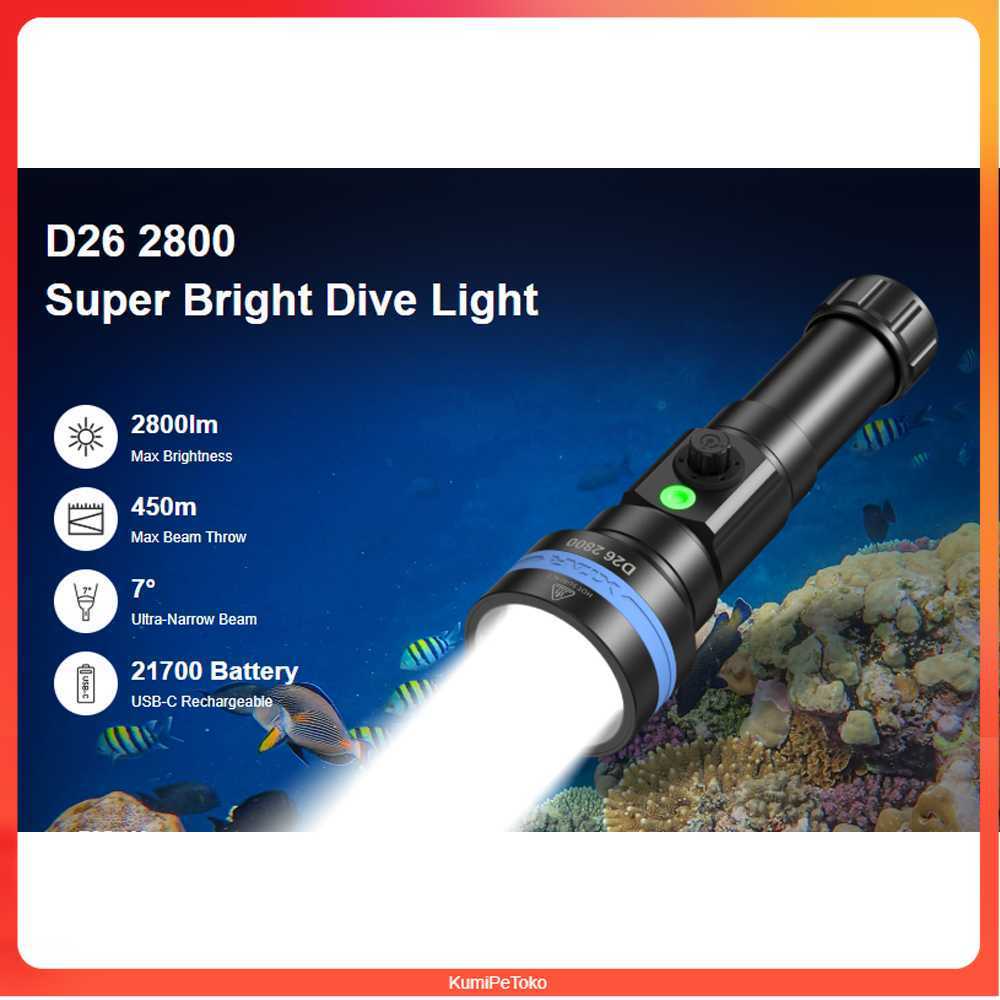 XTAR Senter Selam Diving Flashlight LED High Beam IPX8 2800 Lumens - D26 2800
