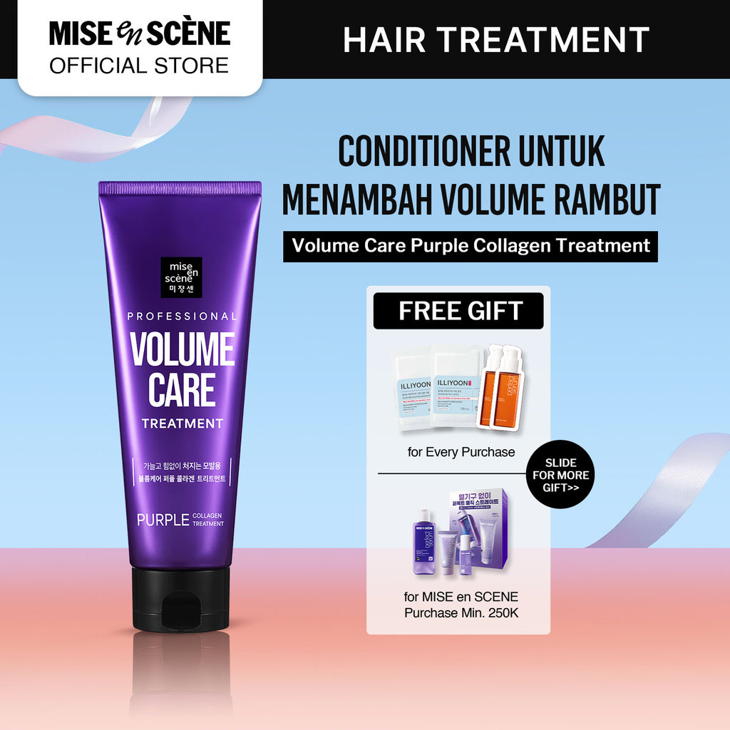 mise en scene Volume Care Collagen Treatment 180ml - Masker Rambut Untuk Rambut Tipis, Lepek dan Ron