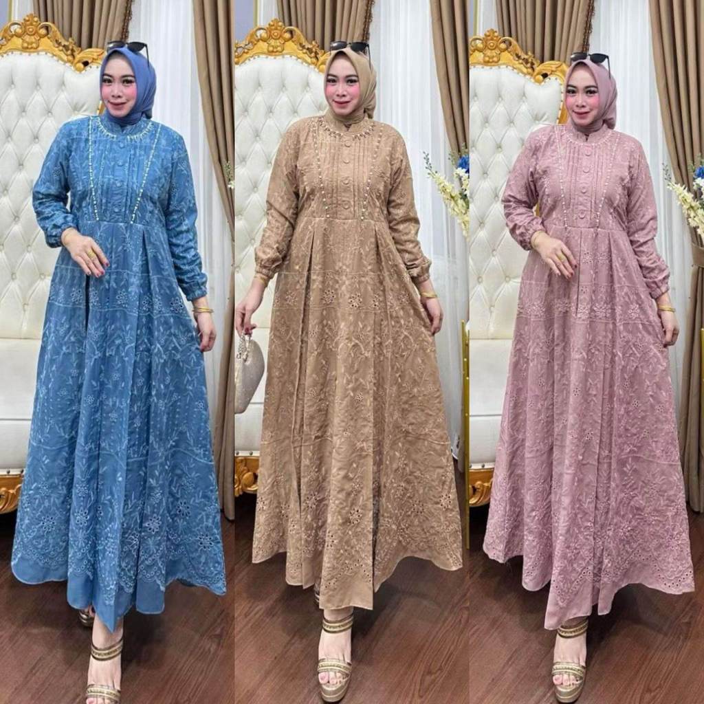 ZIFA FASHION // COD // MAELA DRESS COTTON EMBROIDERY TERBARU // GAMIS KATUN BORDIR KEKINIAN // GAMIS