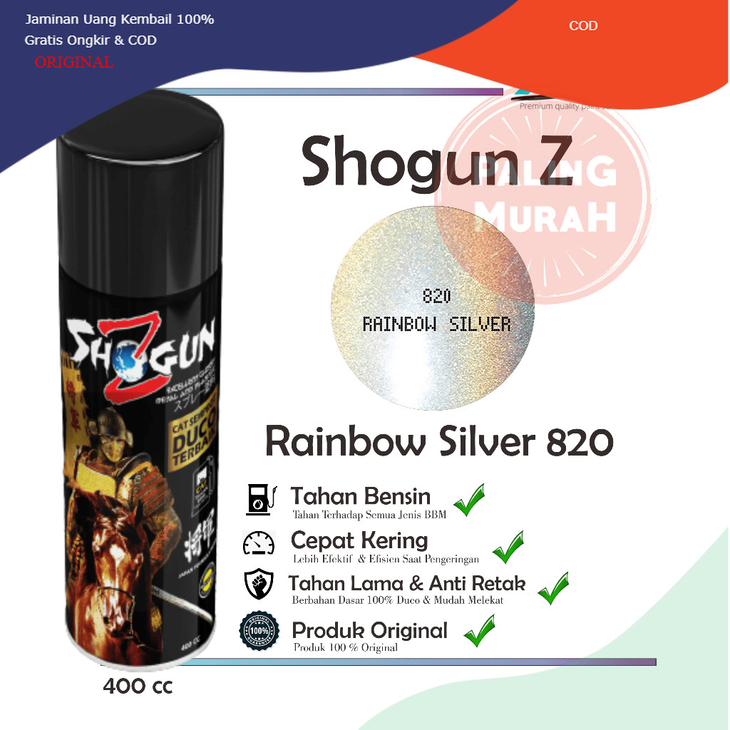 Cat Semprot Spray Paint Cat Semprot Premium-Pilox Special Rainbow Silver 820 Shogun Z-Pylok Bunglon 