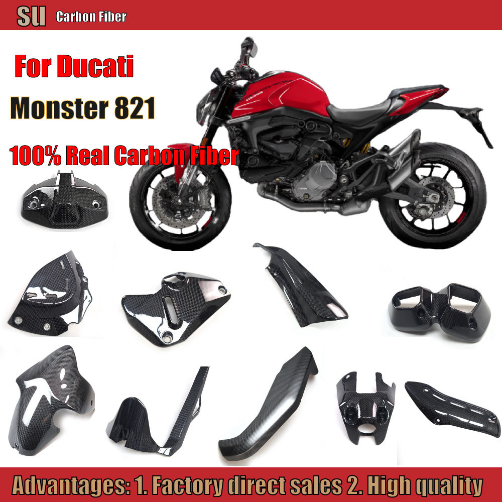 Full Carbon Fiber 100% For Ducati Monster 821 2019-2021 Motorcycle Fairing Kits Accessories Exhaust 