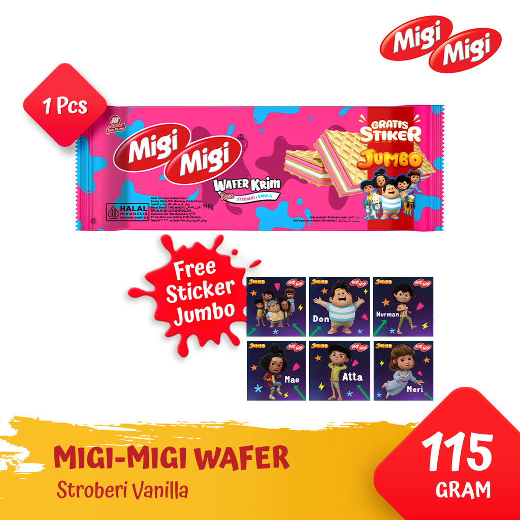 Migi Migi Wafer Krim 115gr - Stroberi Vanilla