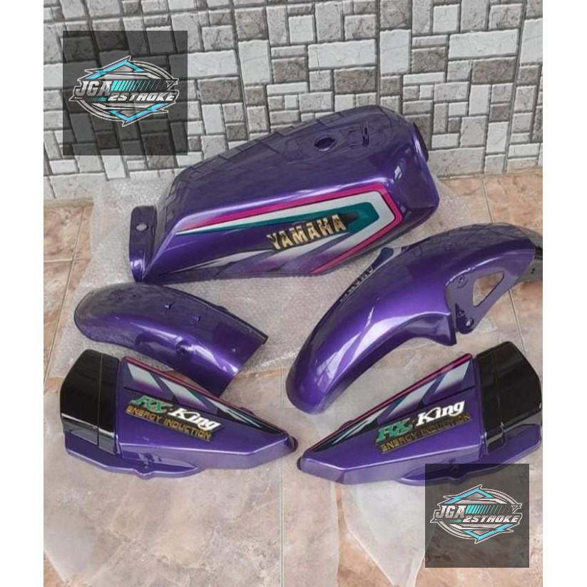 BODY SET TANGKI YAMAHA RX KING BODI FULLSET RX KING WARNA UNGU PLUS STRIPING