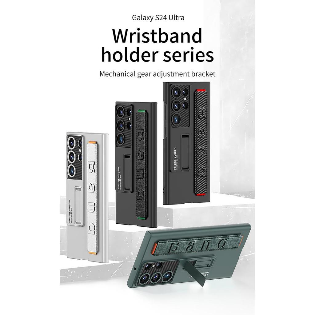 SAMSUNG GALAXY S24 ultra s24ultra WRISTBAND KICKSTAND MAGNETIC CASE - black s24 ultra