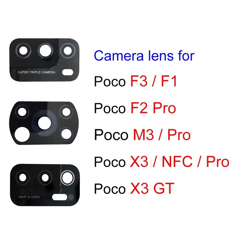 Back Camera Glass Lens Replacement For Poco X3 X2 M3 F2 F1 Pro GT NFC