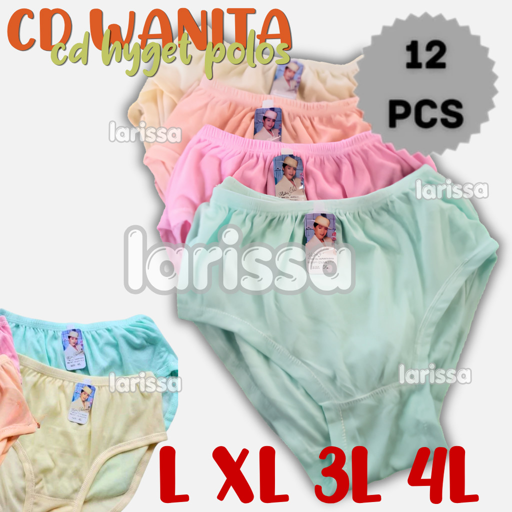 3 pcs Celana Dalam Jumbo Wanita 3L 4L 5L 6L CD Lusinan Grosir Haid Nifas HYGET POLOS