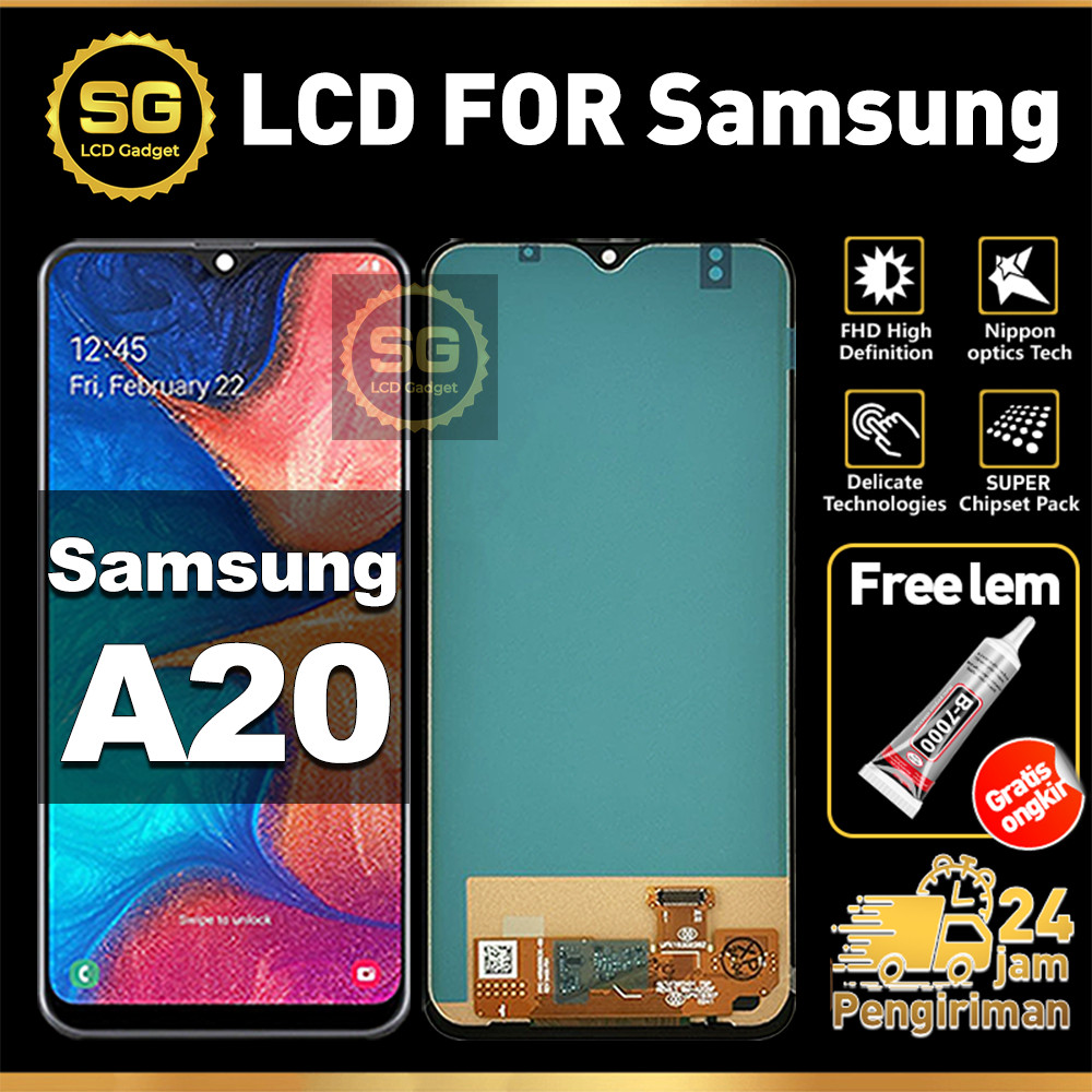 SG LCD Samsung A20 Fullset HP Touchscreen Samsung A20 Free Lem Glass Touch Screen Digitizer COD