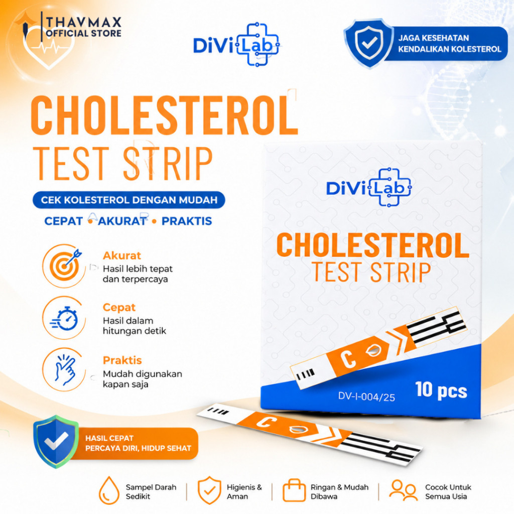 DiviLab Cholesterol Test Strip Original 10pcs – Strip Tes Kolesterol Alat Cek Kolesterol Digital
