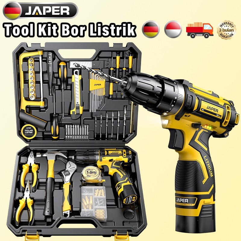 Mesin Bor Cordless Unit Saja Tanpa Baterai Tanpa Charger Original JAPER bor listrik Set Alat Bor Cor
