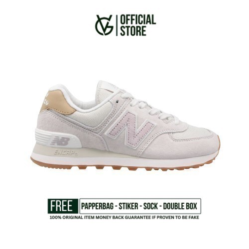 Sepatu Sneakers New Balance WL574LCC Beige Pink Original Authentic Unisex