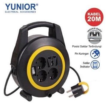 Next BASS YUNIOR LY-118SK Kabel Roll Box Turbo 4 Lubang + Saklar 20M LY-118 SK