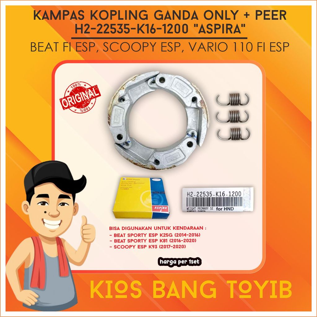 (ASPIRA) Kampas Kopling Ganda Only BEAT FI ESP Scoopy Esp Vario 110 FI Esp K16 + Per ORI