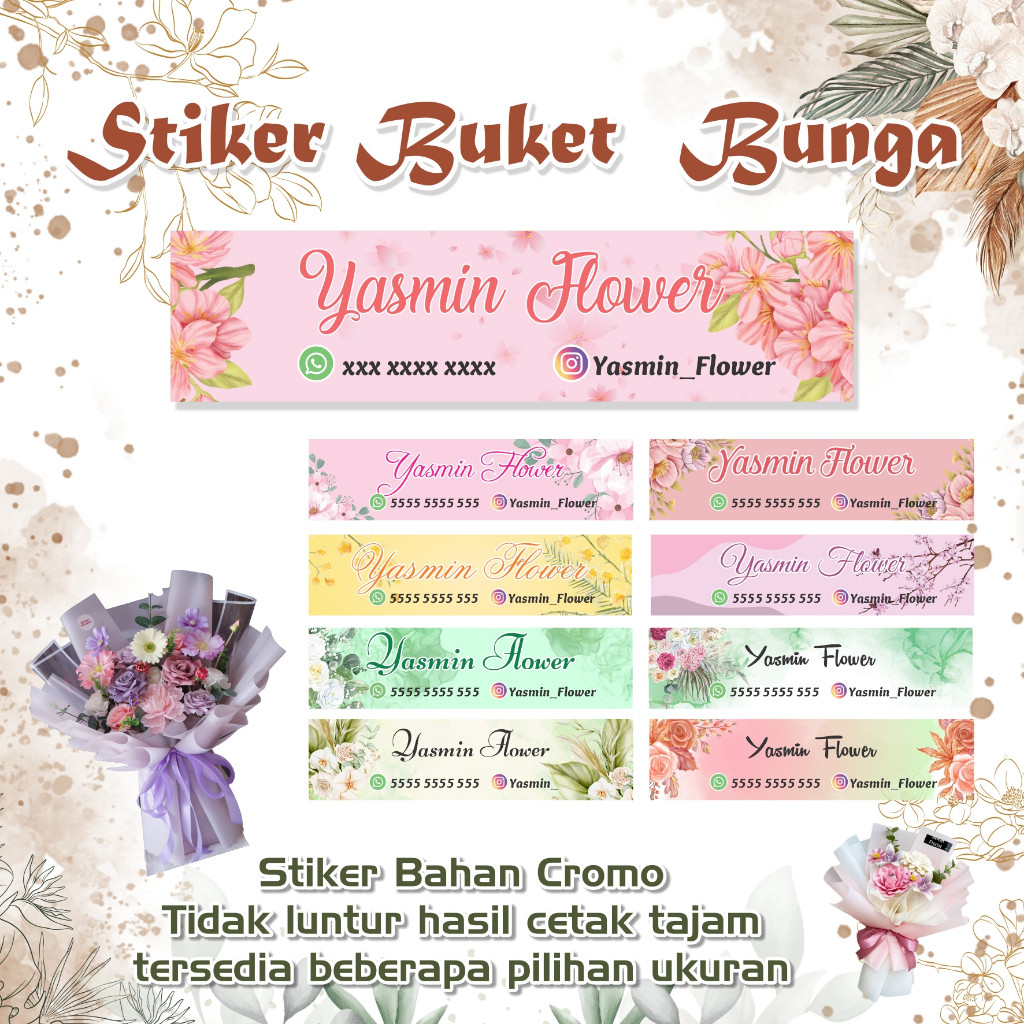 Sticker Bunga, Buket Bunga, Stiker Souvenir, Stiker Hadiah, Bouqet, Flower