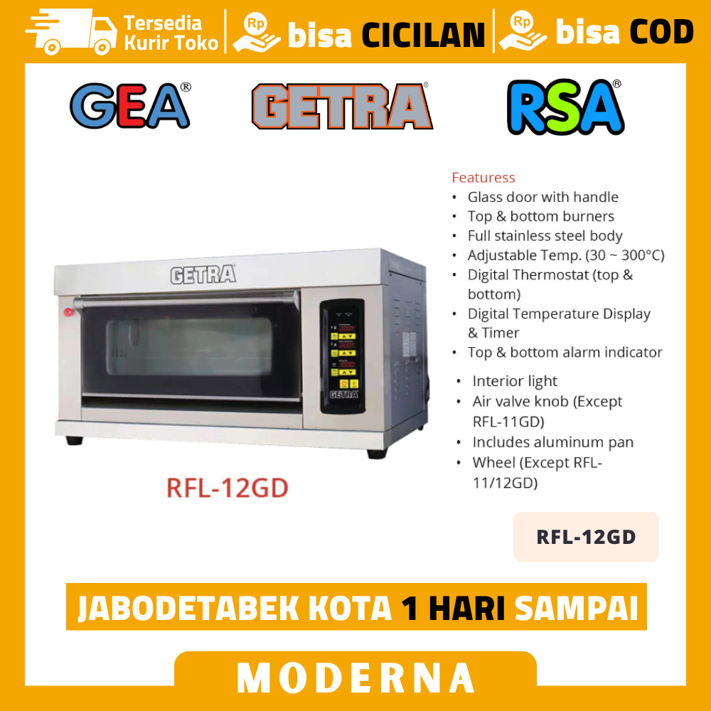Oven Gas Deck Getra RFL-12GD Oven Pemanggang Roti 1 Deck 2 Tray Original