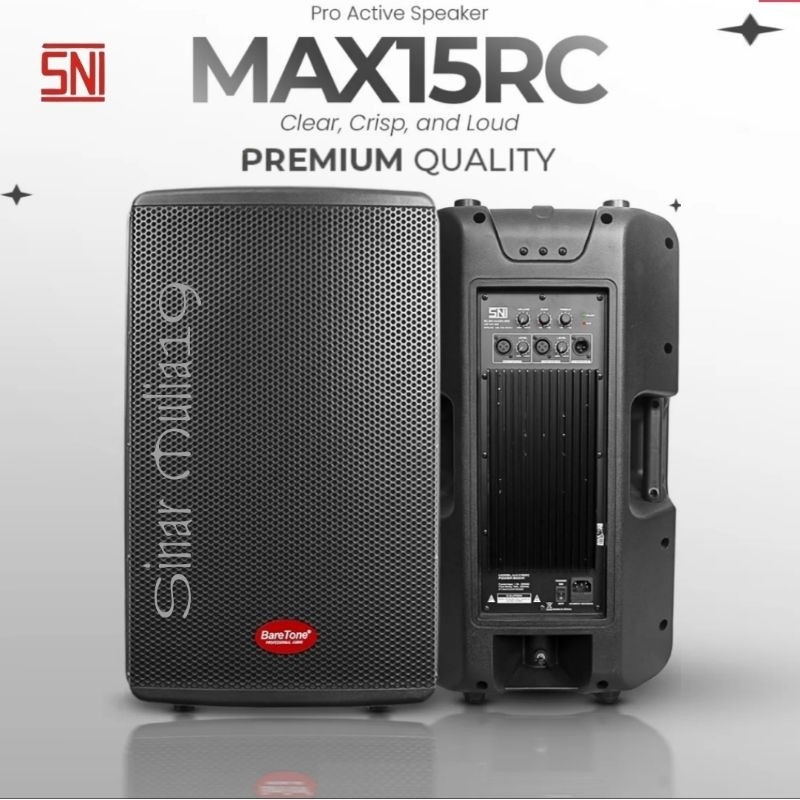 SPEAKER AKTIF BARETONE 15 INCH 500 WATT MAX15RC ORIGINAL 2 PCS [ GARANSI RESMI BARETONE ]