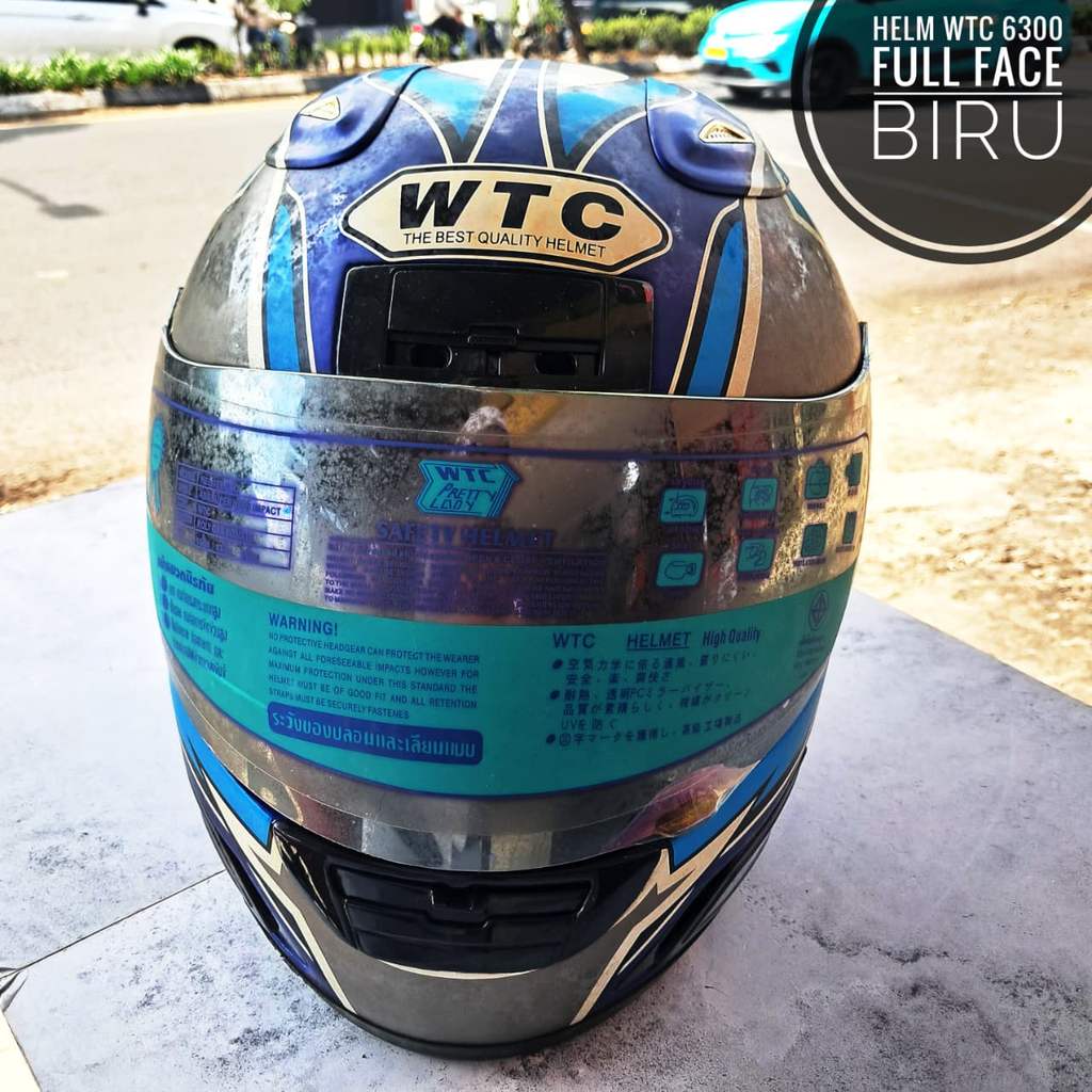 Helm WTC 6300 Tanduk Full Face Biru