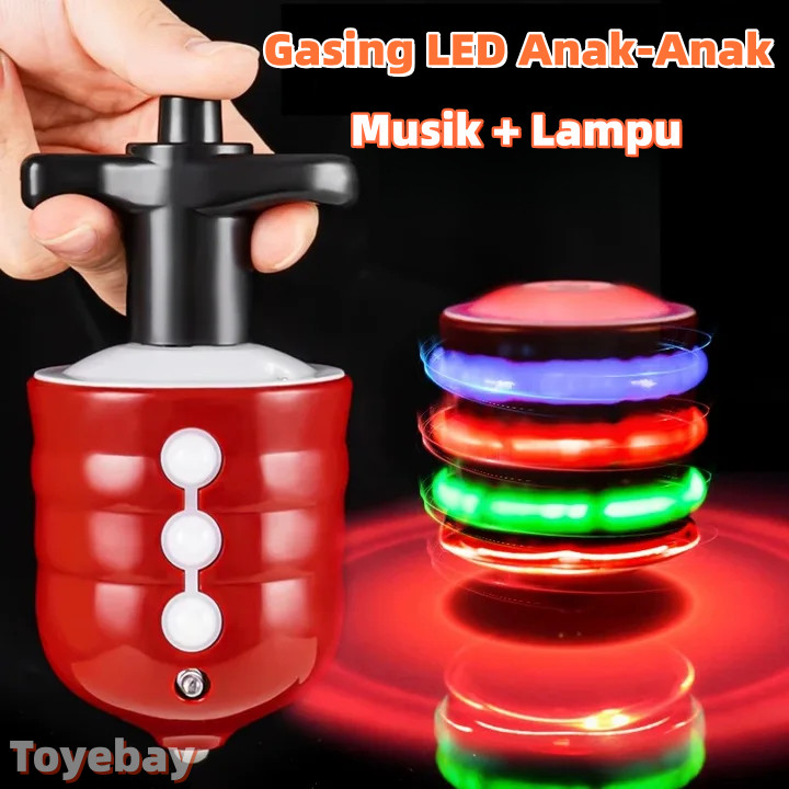 [Musik+Led]LED Gasing Anak/Mainan Gasing LED Gyroscope musik nyala lampu/Mainan Anak-anak Gasing LED