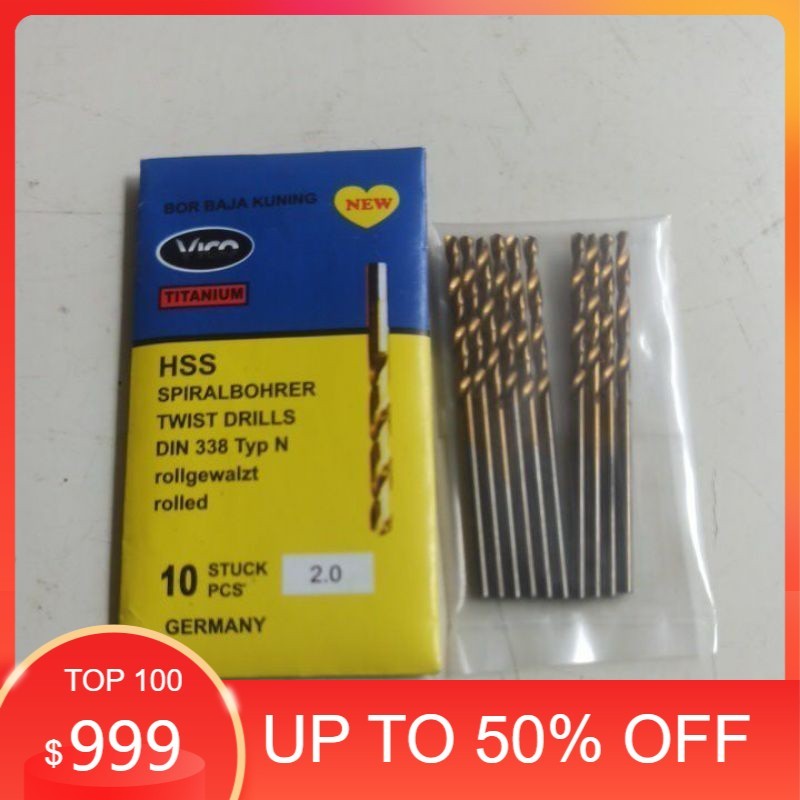 Bor Baja/Besi HSS Titanium Coating Super Kuat (2mm, 3mm, 4mm, 5mm) | Mata Bor Cepat Panas Kualitas P