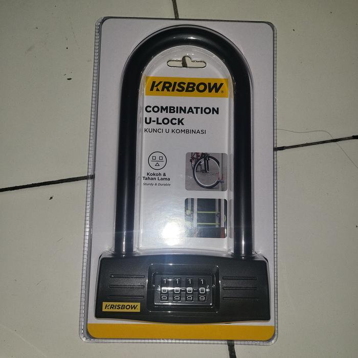 k-lock gembok kombinasi kunci U / gembok serbaguna pagar sepeda - krisbow hitam