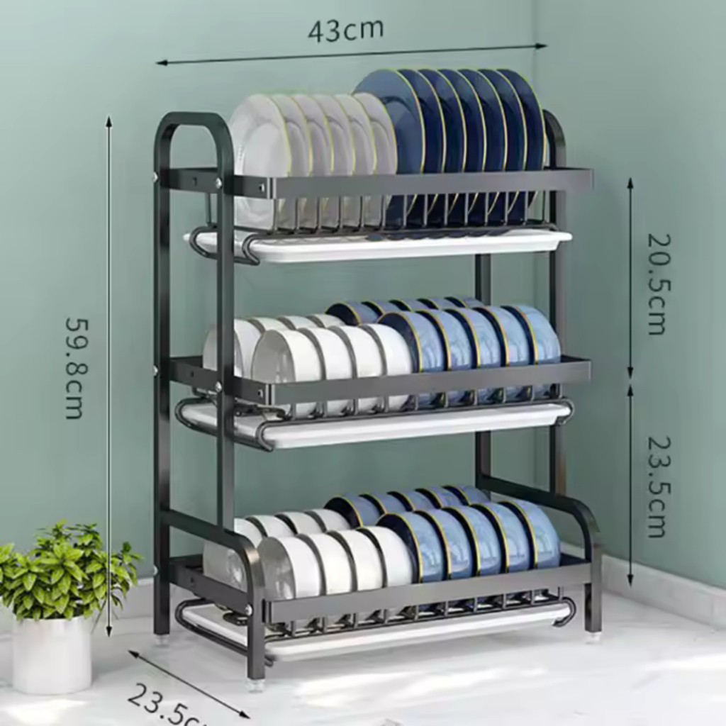 Rak Piring Stainless Steel Rak Dapur Rak Dinding Rak Besi Dapur Piring Serbaguna